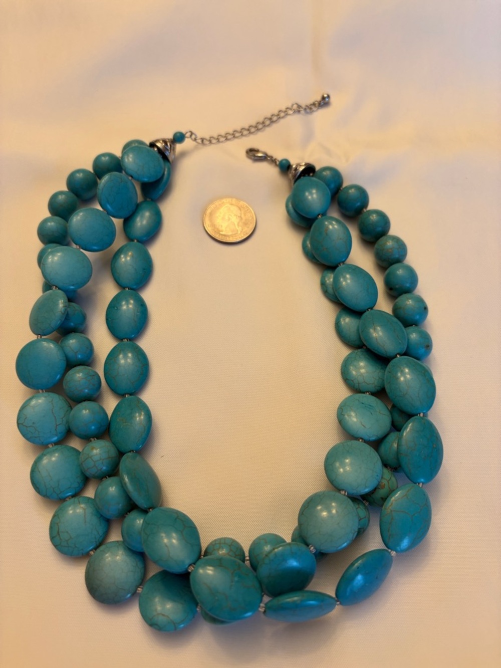 Turquoise Triple-Strand Beaded Necklace - Women Jewelry